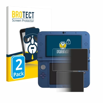 Vorderseite einer Produktverpackung mit dem Markenlogo BROTECT. Daneben ist das Gerät Nintendo New 3DS XL mit dem zugehörigen 