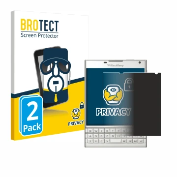 Vorderseite einer Produktverpackung mit dem Markenlogo BROTECT. Daneben ist das Gerät BlackBerry Passport mit dem zugehörigen 