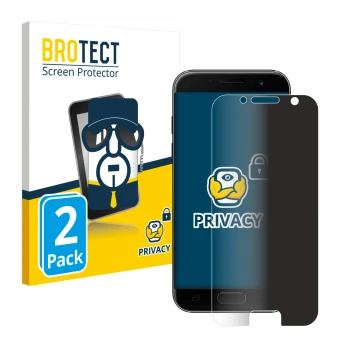 Vorderseite einer Produktverpackung mit dem Markenlogo BROTECT. Daneben ist das Gerät Samsung Galaxy A3 2017 mit dem zugehörig