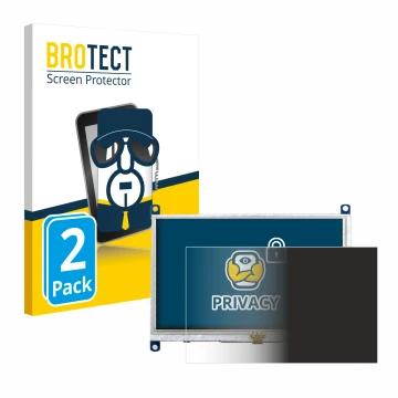 Vorderseite einer Produktverpackung mit dem Markenlogo BROTECT. Daneben ist das Gerät Raspberry Pi Touchscreen 5