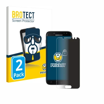 Vorderseite einer Produktverpackung mit dem Markenlogo BROTECT. Daneben ist das Gerät Samsung Galaxy J5 2017 mit dem zugehörig