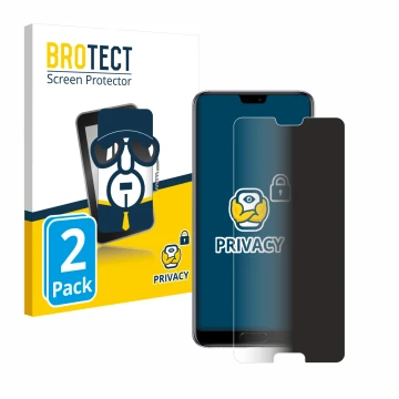 Vorderseite einer Produktverpackung mit dem Markenlogo BROTECT. Daneben ist das Gerät Huawei P20 Pro mit dem zugehörigen Displ