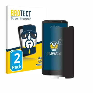 Vorderseite einer Produktverpackung mit dem Markenlogo BROTECT. Daneben ist das Gerät Motorola Moto G6 Plus mit dem zugehörige