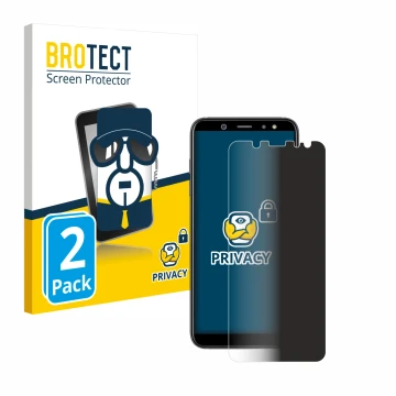 Vorderseite einer Produktverpackung mit dem Markenlogo BROTECT. Daneben ist das Gerät Samsung Galaxy A6 2018 mit dem zugehörig