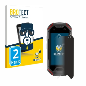 Vorderseite einer Produktverpackung mit dem Markenlogo BROTECT. Daneben ist das Gerät Unihertz Atom mit dem zugehörigen Displa