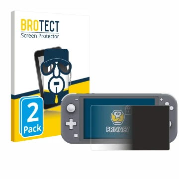 Vorderseite einer Produktverpackung mit dem Markenlogo BROTECT. Daneben ist das Gerät Nintendo Switch Lite mit dem zugehörigen