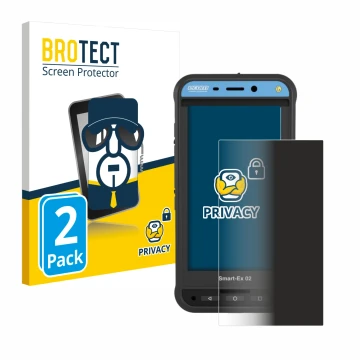 Vorderseite einer Produktverpackung mit dem Markenlogo BROTECT. Daneben ist das Gerät Ecom Smart-Ex 02 DZ1 mit dem zugehörigen