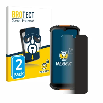 Vorderseite einer Produktverpackung mit dem Markenlogo BROTECT. Daneben ist das Gerät Oukitel WP6 mit dem zugehörigen Displays