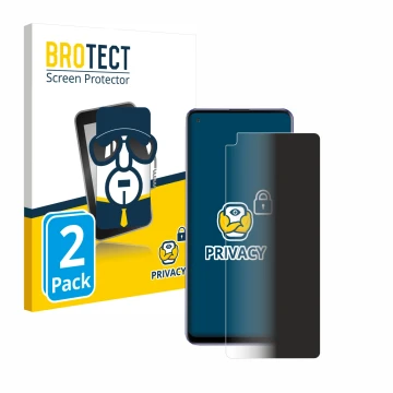 Vorderseite einer Produktverpackung mit dem Markenlogo BROTECT. Daneben ist das Gerät Samsung Galaxy A21s mit dem zugehörigen 