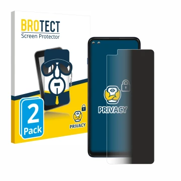 Vorderseite einer Produktverpackung mit dem Markenlogo BROTECT. Daneben ist das Gerät Motorola Moto G 5G Plus mit dem zugehöri