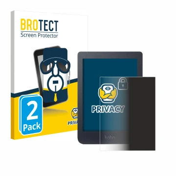 Vorderseite einer Produktverpackung mit dem Markenlogo BROTECT. Daneben ist das Gerät Kobo Nia mit dem zugehörigen Displayschu