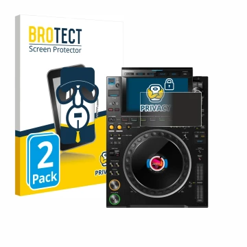 Vorderseite einer Produktverpackung mit dem Markenlogo BROTECT. Daneben ist das Gerät Pioneer CDJ 3000 mit dem zugehörigen Dis