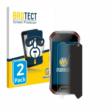 Vorderseite einer Produktverpackung mit dem Markenlogo BROTECT. Daneben ist das Gerät Unihertz Atom L mit dem zugehörigen Disp