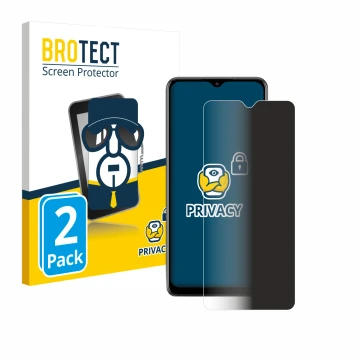 Vorderseite einer Produktverpackung mit dem Markenlogo BROTECT. Daneben ist das Gerät Samsung Galaxy M12 mit dem zugehörigen D
