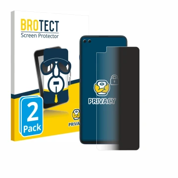 Vorderseite einer Produktverpackung mit dem Markenlogo BROTECT. Daneben ist das Gerät Motorola Edge S mit dem zugehörigen Disp