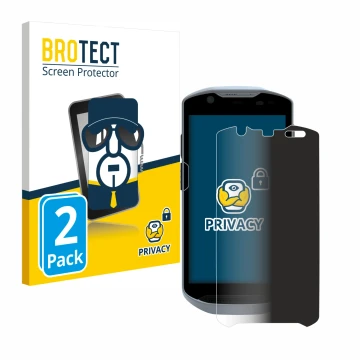 Vorderseite einer Produktverpackung mit dem Markenlogo BROTECT. Daneben ist das Gerät Zebra TC52x mit dem zugehörigen Displays