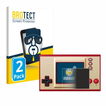 Vorderseite einer Produktverpackung mit dem Markenlogo BROTECT. Daneben ist das Gerät Nintendo Game & Watch Super Mario Bros m