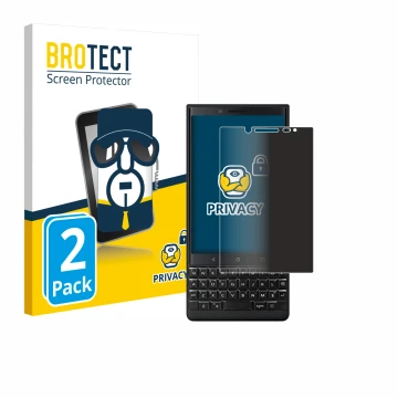 Vorderseite einer Produktverpackung mit dem Markenlogo BROTECT. Daneben ist das Gerät BlackBerry Key2 (Dual Sim) mit dem zugeh