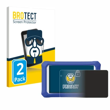 Vorderseite einer Produktverpackung mit dem Markenlogo BROTECT. Daneben ist das Gerät Clementoni Clempad X Revolution mit dem 