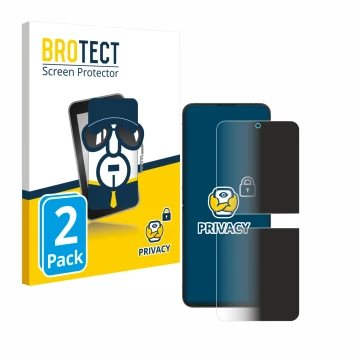 Vorderseite einer Produktverpackung mit dem Markenlogo BROTECT. Daneben ist das Gerät Samsung Galaxy Z Flip 4 mit dem zugehöri