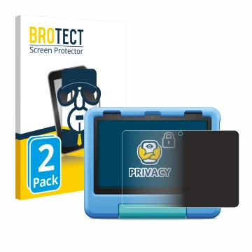 Vorderseite einer Produktverpackung mit dem Markenlogo BROTECT. Daneben ist das Gerät Amazon Fire HD 8 Kids 2022 mit dem zugeh