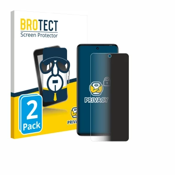 Vorderseite einer Produktverpackung mit dem Markenlogo BROTECT. Daneben ist das Gerät Tecno Camon 20 mit dem zugehörigen Displ