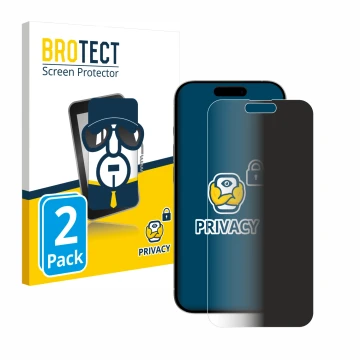 Vorderseite einer Produktverpackung mit dem Markenlogo BROTECT. Daneben ist das Gerät Apple iPhone 15 Plus mit dem zugehörigen