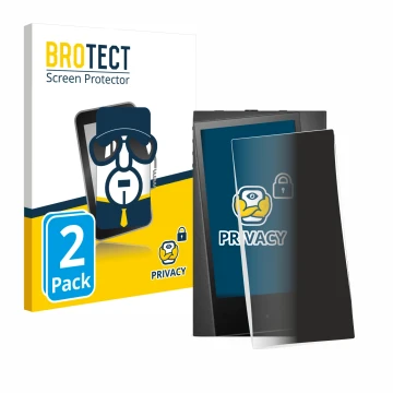 Vorderseite einer Produktverpackung mit dem Markenlogo BROTECT. Daneben ist das Gerät Astell&Kern A&norma SR35 mit dem zugehör