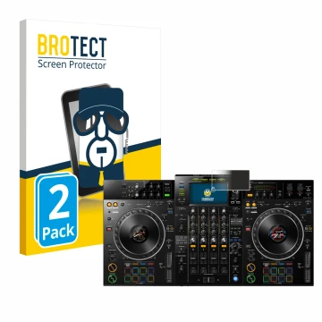 Vorderseite einer Produktverpackung mit dem Markenlogo BROTECT. Daneben ist das Gerät Pioneer XDJ -XZ mit dem zugehörigen Disp