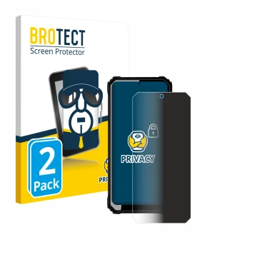 Vorderseite einer Produktverpackung mit dem Markenlogo BROTECT. Daneben ist das Gerät Oukitel WP23 mit dem zugehörigen Display