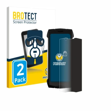 Vorderseite einer Produktverpackung mit dem Markenlogo BROTECT. Daneben ist das Gerät Doogee S Mini mit dem zugehörigen Displa