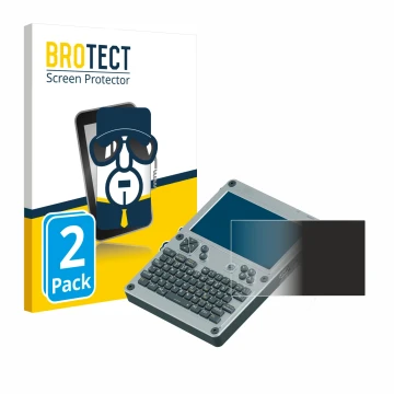 Vorderseite einer Produktverpackung mit dem Markenlogo BROTECT. Daneben ist das Gerät ClockworkPi uConsole Kit RPI-CM4 Lite mi