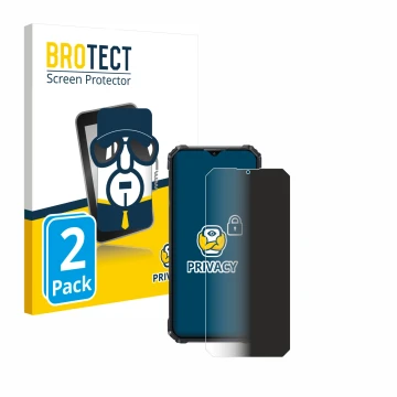 Vorderseite einer Produktverpackung mit dem Markenlogo BROTECT. Daneben ist das Gerät Oukitel WP36 mit dem zugehörigen Display