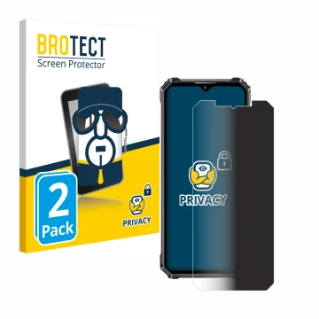 Vorderseite einer Produktverpackung mit dem Markenlogo BROTECT. Daneben ist das Gerät Oukitel WP28E mit dem zugehörigen Displa