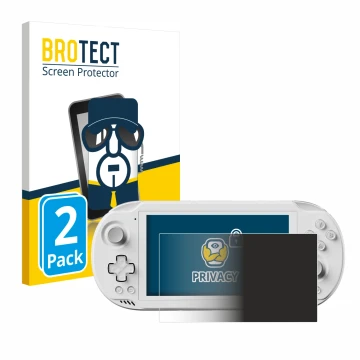 Vorderseite einer Produktverpackung mit dem Markenlogo BROTECT. Daneben ist das Gerät AYN Odin 2 Mini mit dem zugehörigen Disp