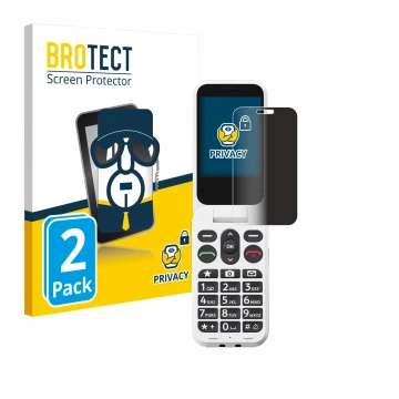 Vorderseite einer Produktverpackung mit dem Markenlogo BROTECT. Daneben ist das Gerät Doro Leva L30 mit dem zugehörigen Displa