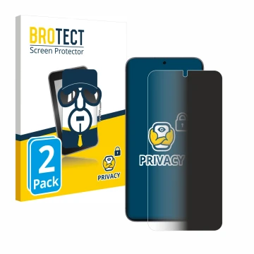 Vorderseite einer Produktverpackung mit dem Markenlogo BROTECT. Daneben ist das Gerät Samsung Galaxy S25 Plus mit dem zugehöri