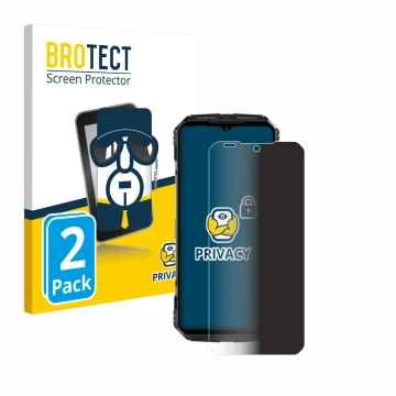 Vorderseite einer Produktverpackung mit dem Markenlogo BROTECT. Daneben ist das Gerät Doogee S118 Pro mit dem zugehörigen Disp