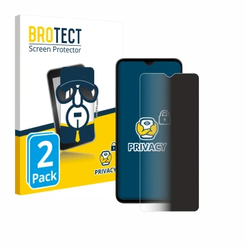 Vorderseite einer Produktverpackung mit dem Markenlogo BROTECT. Daneben ist das Gerät ZTE Blade A35e mit dem zugehörigen Displ