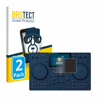 Vorderseite einer Produktverpackung mit dem Markenlogo BROTECT. Daneben ist das Gerät AlphaTheta OMNIS-Duo (Jog) mit dem zugeh