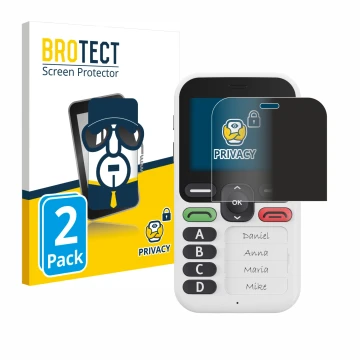 Vorderseite einer Produktverpackung mit dem Markenlogo BROTECT. Daneben ist das Gerät Doro Leva X10 mit dem zugehörigen Displa