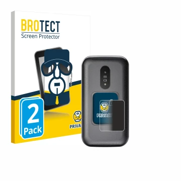 Vorderseite einer Produktverpackung mit dem Markenlogo BROTECT. Daneben ist das Gerät Doro 2880 (Äußeres Display) mit dem zuge