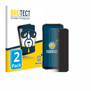 Vorderseite einer Produktverpackung mit dem Markenlogo BROTECT. Daneben ist das Gerät Doogee Blade 20 Turbo mit dem zugehörige