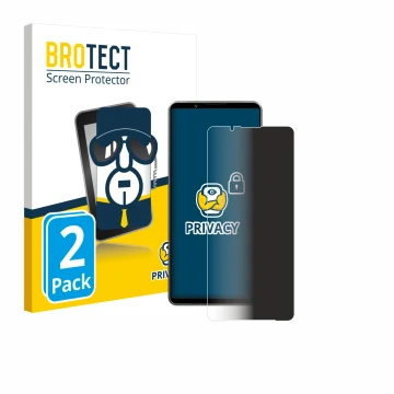 Vorderseite einer Produktverpackung mit dem Markenlogo BROTECT. Daneben ist das Gerät Sony Xperia 1 VII mit dem zugehörigen Di