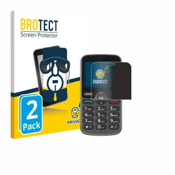Vorderseite einer Produktverpackung mit dem Markenlogo BROTECT. Daneben ist das Gerät Doro 1380 mit dem zugehörigen Displaysch