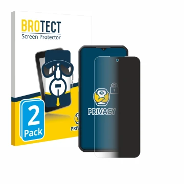 Vorderseite einer Produktverpackung mit dem Markenlogo BROTECT. Daneben ist das Gerät Oukitel WP55 Pro mit dem zugehörigen Dis