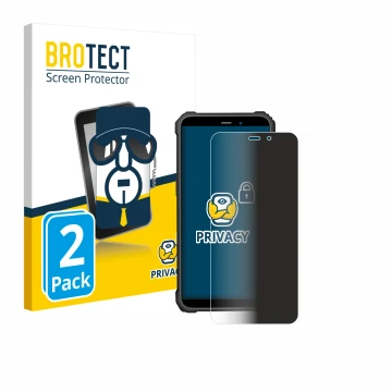 Vorderseite einer Produktverpackung mit dem Markenlogo BROTECT. Daneben ist das Gerät Oukitel WP32 Pro mit dem zugehörigen Dis