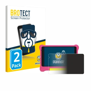 Vorderseite einer Produktverpackung mit dem Markenlogo BROTECT. Daneben ist das Gerät Happybe Kids Tablet 7