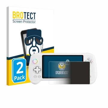 Vorderseite einer Produktverpackung mit dem Markenlogo BROTECT. Daneben ist das Gerät Anbernic RG556 mit dem zugehörigen Displ