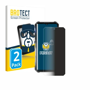Vorderseite einer Produktverpackung mit dem Markenlogo BROTECT. Daneben ist das Gerät Oukitel WP53 Pro mit dem zugehörigen Dis